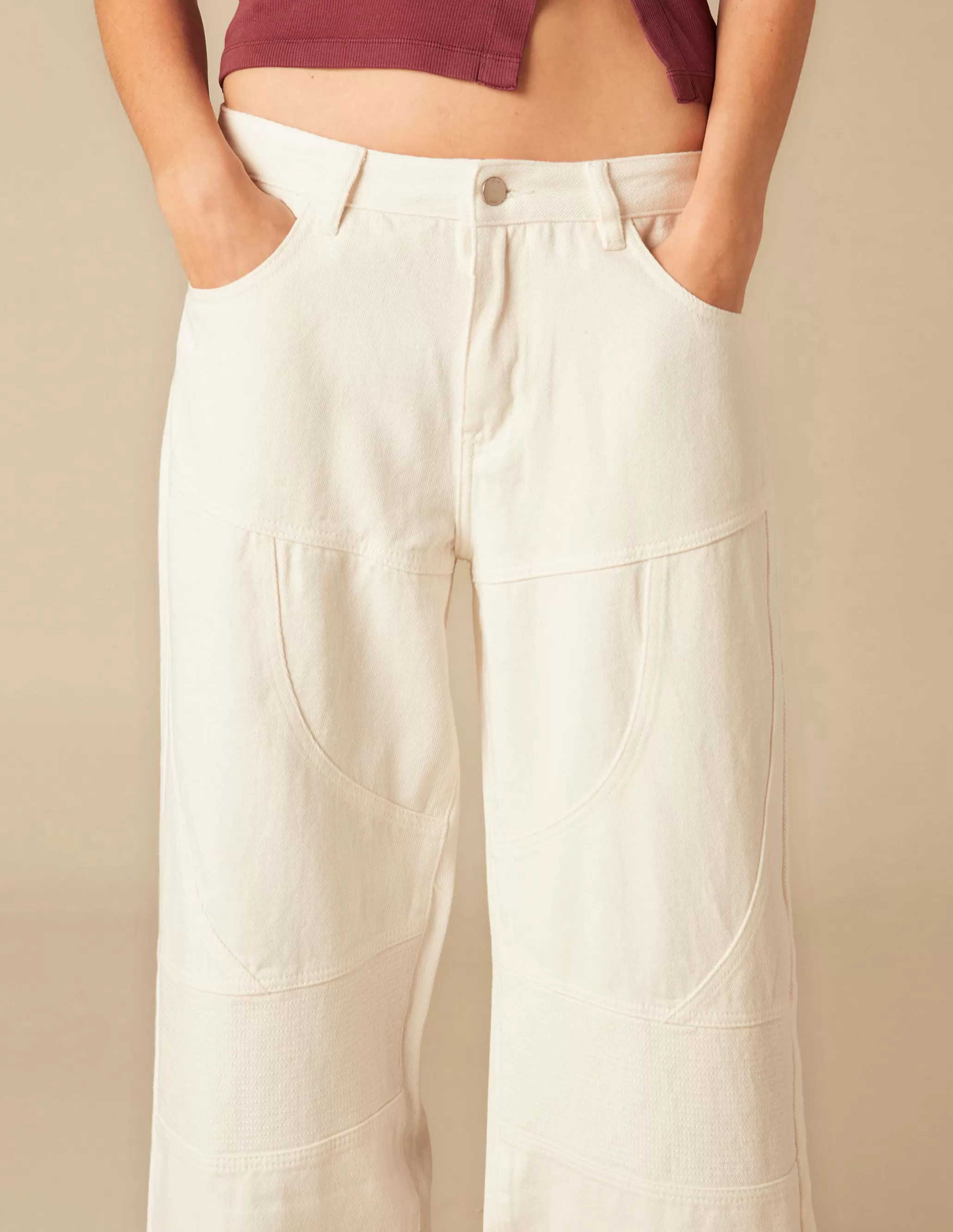 Nicoli WHITE SEAMED TROUSERS< Trousers | Denim