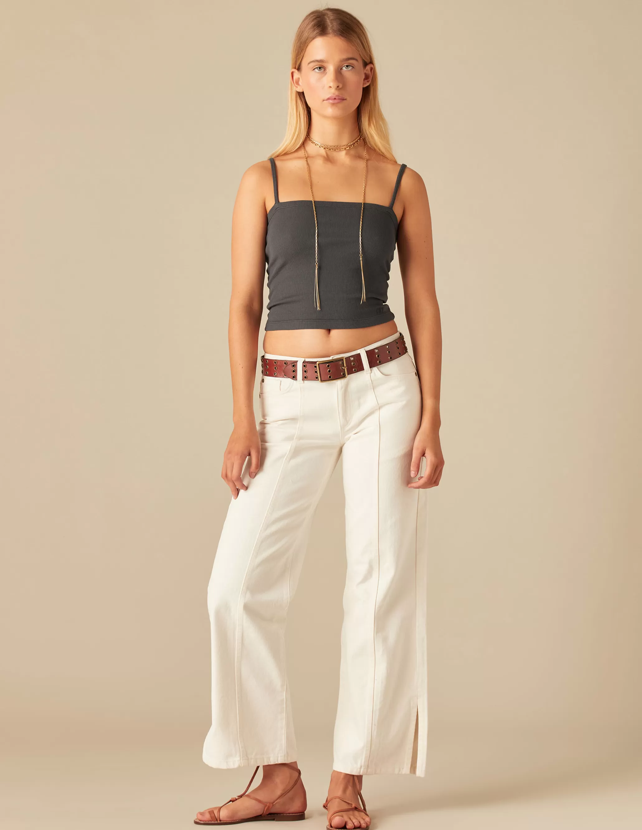 Nicoli WHITE STRAIGHT-FIT TROUSERS< Trousers | Denim