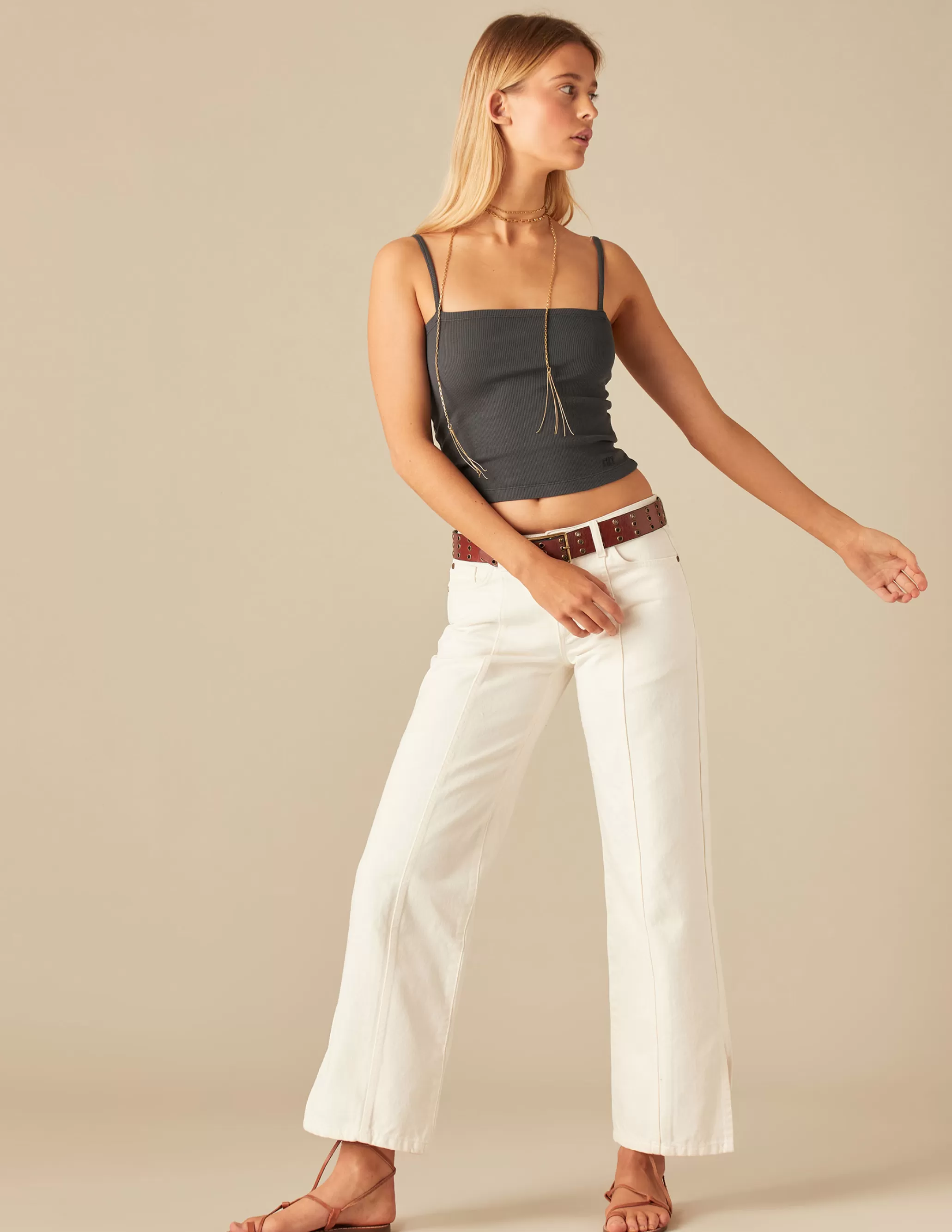 Nicoli WHITE STRAIGHT-FIT TROUSERS< Trousers | Denim