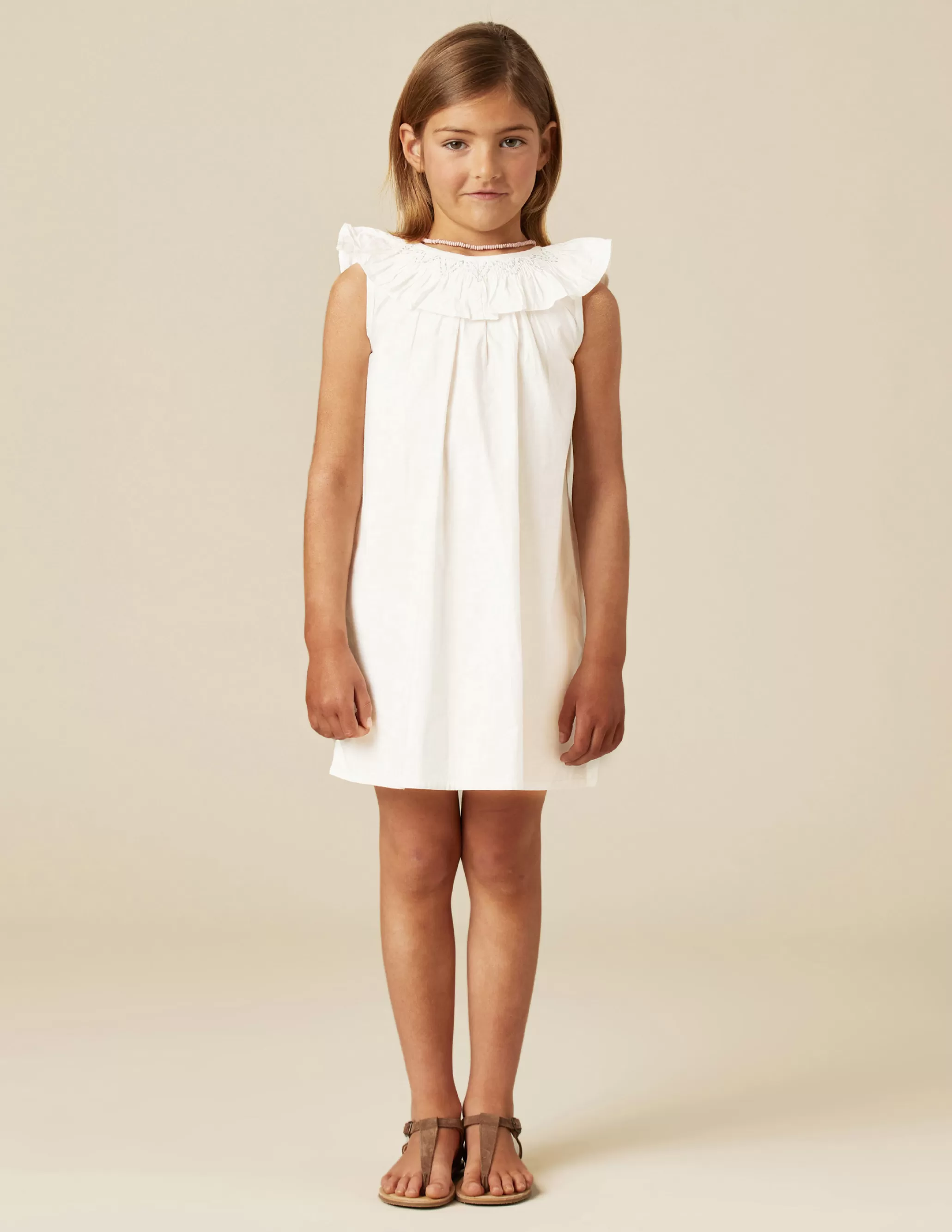 Nicoli WHITE TOPSTITCH DRESS< Dresses