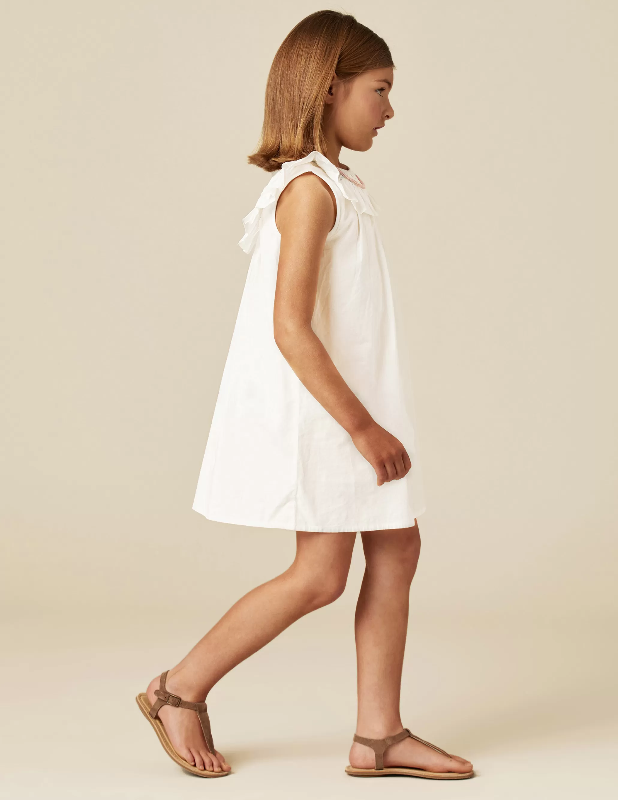 Nicoli WHITE TOPSTITCH DRESS< Dresses