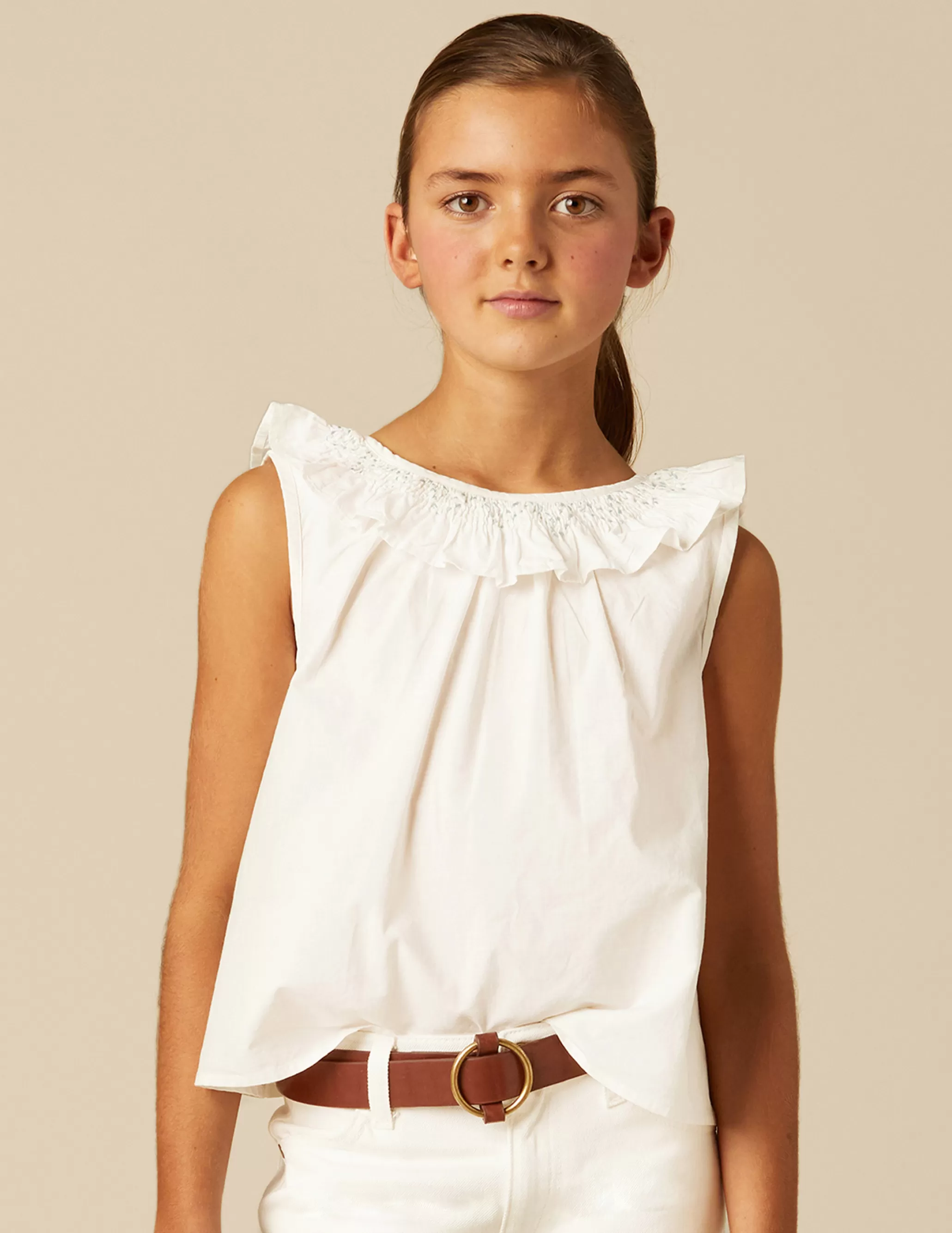 Nicoli WHITE TOPSTITCH SHIRT< Shirts